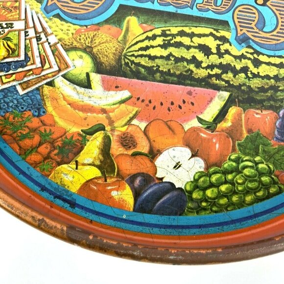 Vintage Sunshine Seed Co Metal Bar Tray By Cheinco 1970s Fruit Vegetable Design - Picture 2 of 8